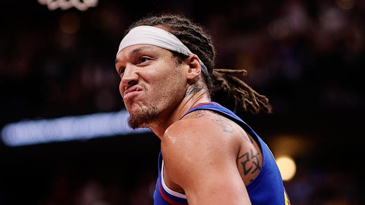 Nov 7, 2025; Denver, Colorado, USA; Denver Nuggets forward Aaron Gordon (32) reacts after a play in the third quarter against the Golden State Warriors at Ball Arena. Mandatory Credit: Isaiah J. Downing-Imagn Images Nov 7, 2025; Denver, Colorado, USA; Denver Nuggets forward Aaron Gordon (32) reacts after a play in the third quarter against the Golden State Warriors at Ball Arena. Mandatory Credit: Isaiah J. Downing-Imagn Images