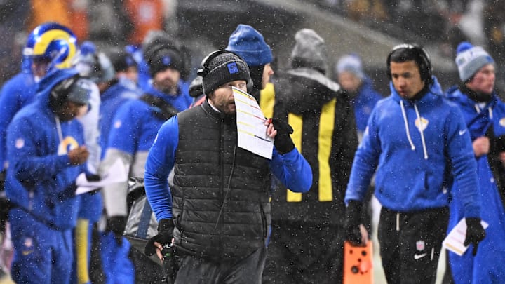 Jan 18, 2026; Chicago, IL, USA; Los Angeles Rams head coach Sean McVay watches game play against the Chicago Bears during the second quarter of an NFC Divisional Round game at Soldier Field. Mandatory Credit: Matt Marton-Imagn Images