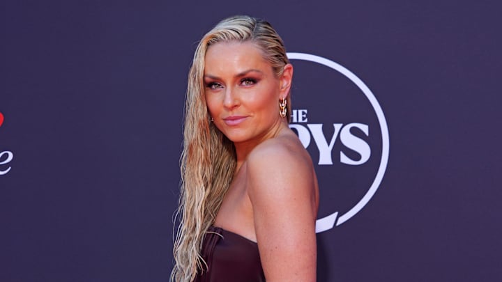 Jul 16, 2025; Los Angeles, CA, USA; Lindsey Vonn on the red carpet before the ESPYS at The Dolby Theatre. 