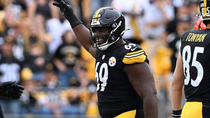 Sep 27, 2026; Pittsburgh, Pennsylvania, USA; Pittsburgh Steelers defensive tackle Sebastian Joseph-Day (69) celebrates after a play during the fourth quarter against the Cincinnati Bengals at Acrisure Stadium. Mandatory Credit: Barry Reeger-Imagn Images Sep 27, 2026; Pittsburgh, Pennsylvania, USA; Pittsburgh Steelers defensive tackle Sebastian Joseph-Day (69) celebrates after a play during the fourth quarter against the Cincinnati Bengals at Acrisure Stadium. Mandatory Credit: Barry Reeger-Imagn Images