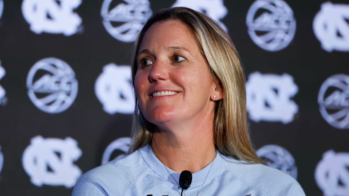 North Carolina head coach Courtney Banghart at the 2025 ACC Tipoff