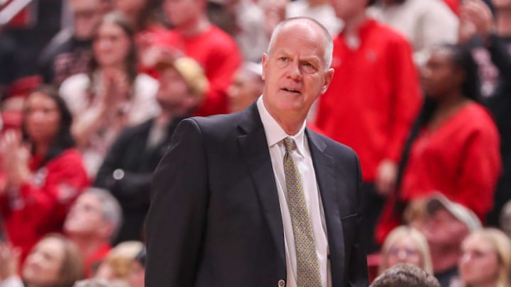 Colorado head coach Tad Boyle looks on during a Big 12 Conference men's basketball game, Wednesday, Feb. 11, 2026, in United Supermarkets Arena.