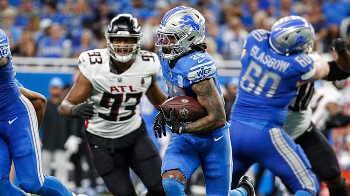 Detroit Lions running back Jahmyr Gibbs went No. 12 overall in the 2023 NFL Draft after Bijan Robinson went No. 8 to the Atlanta Falcons.