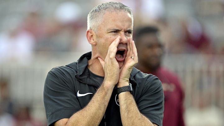 Sep 2, 2024; Tallahassee, Florida, USA; Florida State Seminoles head coach Mike Norvell before the game against the Boston College Eagles at Doak S. Campbell Stadium. Mandatory Credit: Melina Myers-Imagn Images