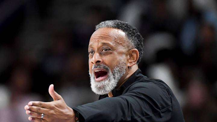 Kentucky Wildcats head coach Kenny Brooks yells down court Wednesday, March 4, 2026, during the SEC Women's Basketball Tournament first round game against the Arkansas Razorbacks at Bon Secours Wellness Arena in Greenville, South Carolina.