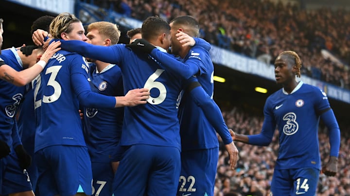 Chelsea celebrate scoring against Crystal Palace