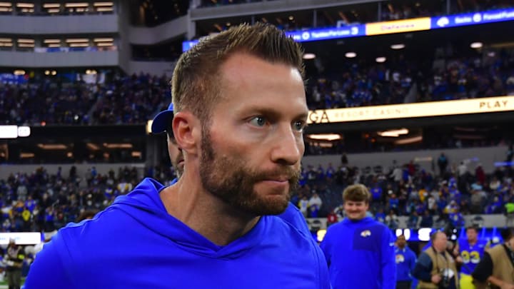 Los Angeles Rams head coach Sean McVay leaves the field