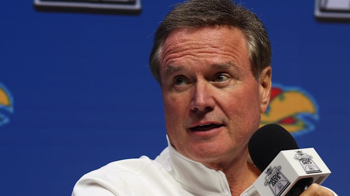 Oct 22, 2025; Kansas City, MO, USA; Kansas head coach Bill Self speaks to media during Big 12 Menís Basketball media day at T-Mobile Center. Mandatory Credit: Sophia Scheller-Imagn Images Oct 22, 2025; Kansas City, MO, USA; Kansas head coach Bill Self speaks to media during Big 12 Menís Basketball media day at T-Mobile Center. Mandatory Credit: Sophia Scheller-Imagn Images
