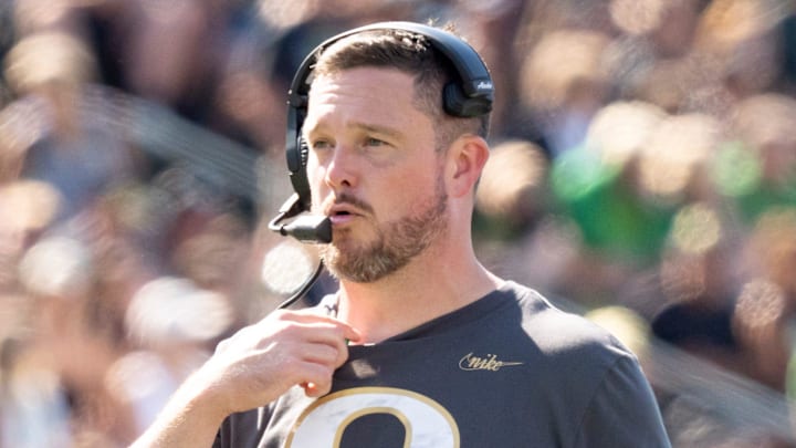 Oregon Ducks head coach Dan Lanning as the Oregon Ducks host the Oregon State Beavers Sept. 20, 2025, at Autzen Stadium in Eugene, Oregon.