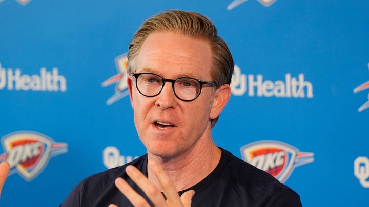 Sam Presti, Thunder General Manager, has his end-of-season media access, Monday, June 8, 2026.