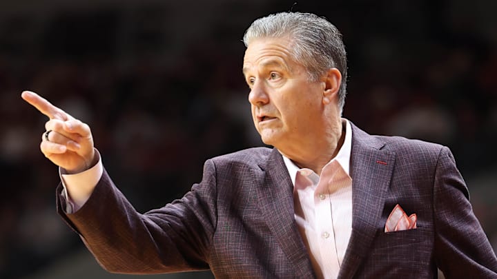 Arkansas Razorbacks coach John Calipari coached his team to a 25-point victory against in-state opponent Central Arkansas in North Little Rock Saturday. The team Calipari coached for the last 15 years, Kentucky, beat archrival Louisville Saturday.