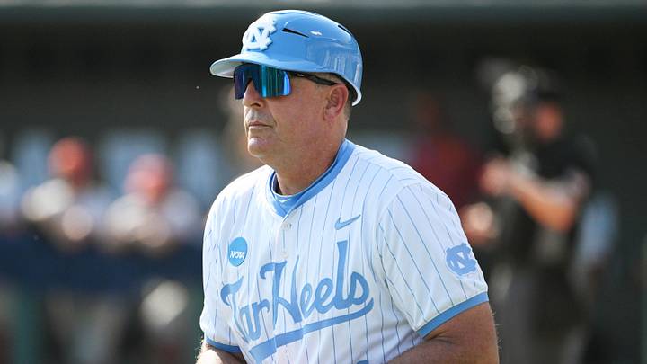 June 7, 2026; Chapel Hill, NC, USA;  North Carolina Tar Heels head coach Scott Forbes during the ninth inning against the USC Trojans at Boshamer Stadium. Mandatory Credit: Zachary Taft-Imagn Images