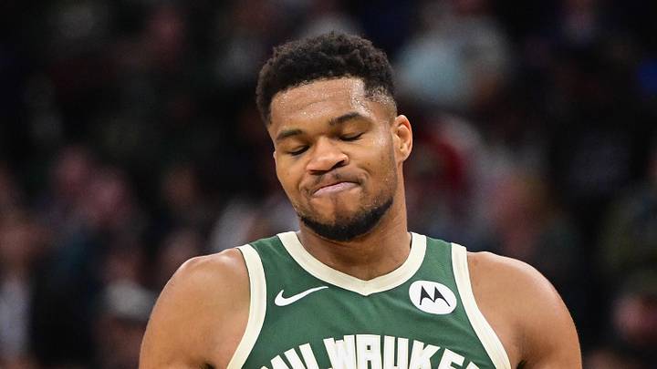 Nov 1, 2025; Milwaukee, Wisconsin, USA; Milwaukee Bucks forward Giannis Antetokounmpo (34) reacts after missing a shot late in the fourth quarter against the Sacramento Kings at Fiserv Forum. Mandatory Credit: Benny Sieu-Imagn Images Nov 1, 2025; Milwaukee, Wisconsin, USA; Milwaukee Bucks forward Giannis Antetokounmpo (34) reacts after missing a shot late in the fourth quarter against the Sacramento Kings at Fiserv Forum. Mandatory Credit: Benny Sieu-Imagn Images