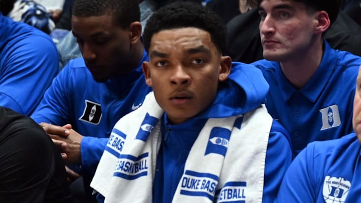 Injured Duke Blue Devils guard Caleb Foster Injured Duke Blue Devils guard Caleb Foster