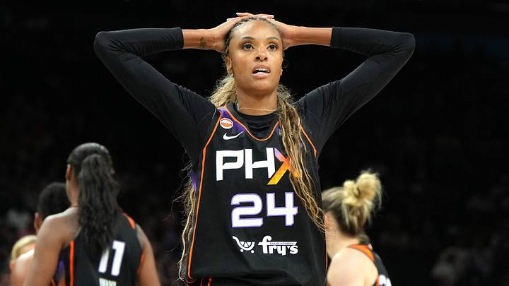 Phoenix, Arizona, USA; Phoenix Mercury forward-guard DeWanna Bonner (24) reacts to a foul call against the Golden State Valkyries in the second half at Mortgage Matchup Center on July 29, 2026. Phoenix, Arizona, USA; Phoenix Mercury forward-guard DeWanna Bonner (24) reacts to a foul call against the Golden State Valkyries in the second half at Mortgage Matchup Center on July 29, 2026.