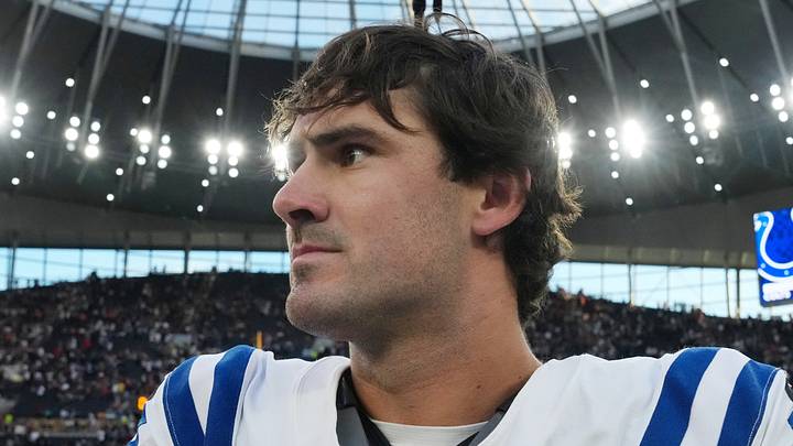 Indianapolis Colts quarterback Daniel Jones leaves the field