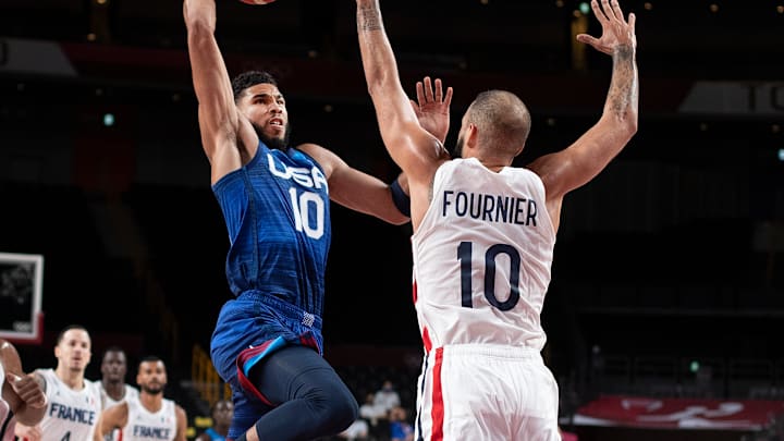 2024 Olympics, Team USA, Jayson Tatum, Evan Fournier, Derrick White, Jrue Holiday, Daniel Theis, Dennis Schroder