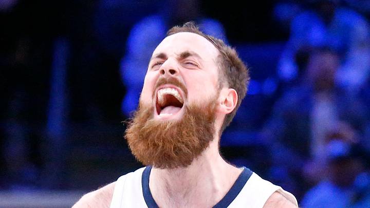 Memphis Grizzlies center Jay Huff (30) reacts after a basket during the fourth quarter against the Sacramento Kings at FedExForum, Dec 5, 2024.
