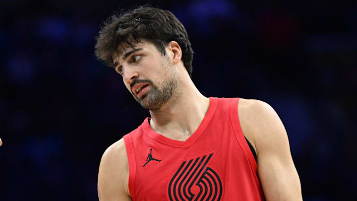 Mar 15, 2026; Philadelphia, Pennsylvania, USA; Portland Trail Blazers forward Deni Avdija (8) talks with referee Scott Foster (48) against the Philadelphia 76ers during the first half at Xfinity Mobile Arena. Mandatory Credit: Eric Hartline-Imagn Images Mar 15, 2026; Philadelphia, Pennsylvania, USA; Portland Trail Blazers forward Deni Avdija (8) talks with referee Scott Foster (48) against the Philadelphia 76ers during the first half at Xfinity Mobile Arena. Mandatory Credit: Eric Hartline-Imagn Images