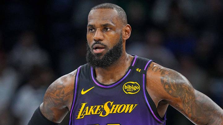 Dec 2, 2024; Minneapolis, Minnesota, USA; Los Angeles Lakers forward LeBron James (23) against the Minnesota Timberwolves in the first quarter at Target Center. Mandatory Credit: Brad Rempel-Imagn Images