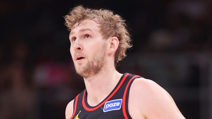 Atlanta Hawks center Jock Landale (31) in action against the Miami Heat in the second quarter at State Farm Arena on February 20, 2026. Atlanta Hawks center Jock Landale (31) in action against the Miami Heat in the second quarter at State Farm Arena on February 20, 2026.