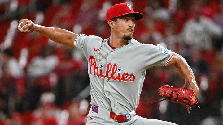Aug 11, 2026; St. Louis, Missouri, USA; Philadelphia Phillies pitcher Alex McFarlane (71) throws against the St. Louis Cardinals during the seventh inning at Busch Stadium. Mandatory Credit: Jeff Curry-Imagn Images Aug 11, 2026; St. Louis, Missouri, USA; Philadelphia Phillies pitcher Alex McFarlane (71) throws against the St. Louis Cardinals during the seventh inning at Busch Stadium. Mandatory Credit: Jeff Curry-Imagn Images