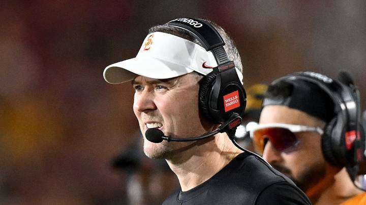 Oct 3, 2026; Los Angeles, California, USA; USC Trojans head coach Lincoln Riley looks on against the Washington Huskies during the third quarter at United Airlines Field at Los Angeles Memorial Coliseum. Oct 3, 2026; Los Angeles, California, USA; USC Trojans head coach Lincoln Riley looks on against the Washington Huskies during the third quarter at United Airlines Field at Los Angeles Memorial Coliseum.