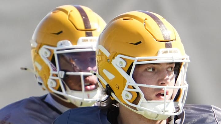 Arizona State quarterback Cutter Boley (8) during practice on March 24, 2026, at Kajikawa Practice Fields in Tempe. Arizona State quarterback Cutter Boley (8) during practice on March 24, 2026, at Kajikawa Practice Fields in Tempe.