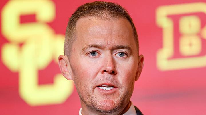 Jul 28, 2026; Chicago, IL, USA; USC Football head coach Lincoln Riley speaks during Media Days at Hilton Chicago. Jul 28, 2026; Chicago, IL, USA; USC Football head coach Lincoln Riley speaks during Media Days at Hilton Chicago.