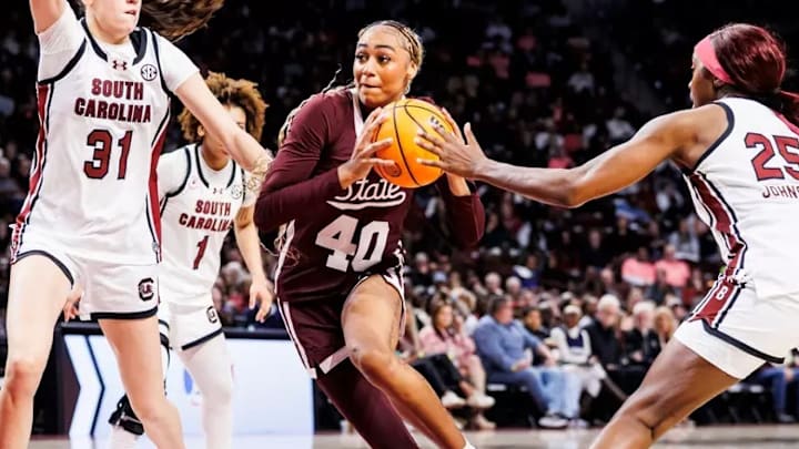 Mississippi State Forward Madison Francis (#40) during the game between the South Carolina Gamecocks and the Mississippi State Bulldogs at Colonial Life Arena in Columbia, SC.