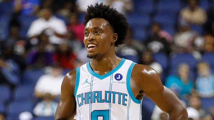 Oct 15, 2025; Greensboro, North Carolina, USA; Charlotte Hornets guard Collin Sexton (8) smiles as he stands on the court during the first half against the Memphis Grizzlies at First Horizon Coliseum. Mandatory Credit: Brian Westerholt-Imagn Images Oct 15, 2025; Greensboro, North Carolina, USA; Charlotte Hornets guard Collin Sexton (8) smiles as he stands on the court during the first half against the Memphis Grizzlies at First Horizon Coliseum. Mandatory Credit: Brian Westerholt-Imagn Images