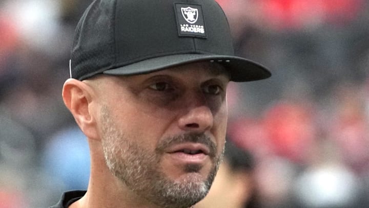 Jan 4, 2026; Paradise, Nevada, USA; Las Vegas Raiders general manager John Spytek reacts during the game against the Kansas City Chiefs at Allegiant Stadium. Mandatory Credit: Kirby Lee-Imagn Images Jan 4, 2026; Paradise, Nevada, USA; Las Vegas Raiders general manager John Spytek reacts during the game against the Kansas City Chiefs at Allegiant Stadium. Mandatory Credit: Kirby Lee-Imagn Images