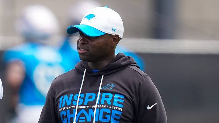 Carolina Panthers cornerback Mike Jackson (2) talks with defensive coach Ejiro Evero Carolina Panthers cornerback Mike Jackson (2) talks with defensive coach Ejiro Evero