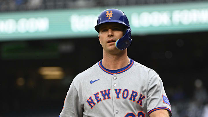 Aug 21, 2025; Washington, District of Columbia, USA; New York Mets first baseman Pete Alonso (20) reacts after striking out against the Washington Nationals during the first inning at Nationals Park. Mandatory Credit: Brad Mills-Imagn Images Aug 21, 2025; Washington, District of Columbia, USA; New York Mets first baseman Pete Alonso (20) reacts after striking out against the Washington Nationals during the first inning at Nationals Park. Mandatory Credit: Brad Mills-Imagn Images