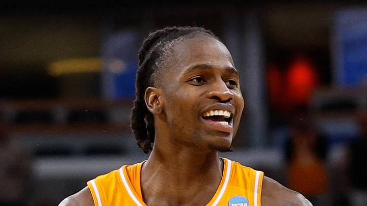 Tennessee Volunteers forward Felix Okpara reacts in the second half against the Iowa State Cyclones.