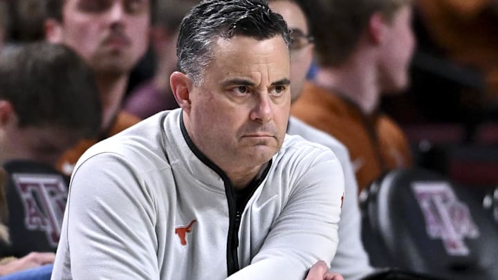 Feb 28, 2026; College Station, Texas, USA; Texas Longhorns head coach Sean Miller looks on during the second half against the Texas A&M Aggies at Reed Arena. Mandatory Credit: Maria Lysaker-Imagn Images Feb 28, 2026; College Station, Texas, USA; Texas Longhorns head coach Sean Miller looks on during the second half against the Texas A&M Aggies at Reed Arena. Mandatory Credit: Maria Lysaker-Imagn Images