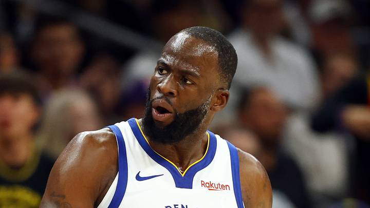 Phoenix, Arizona, USA; Golden State Warriors forward Draymond Green (23) reacts alongside head coach Steve Kerr against the Phoenix Suns during the second half in the play-in rounds of the 2026 NBA Playoffs at Mortgage Matchup Center. Mandatory Credit: Mark J. Rebilas-Imagn Images