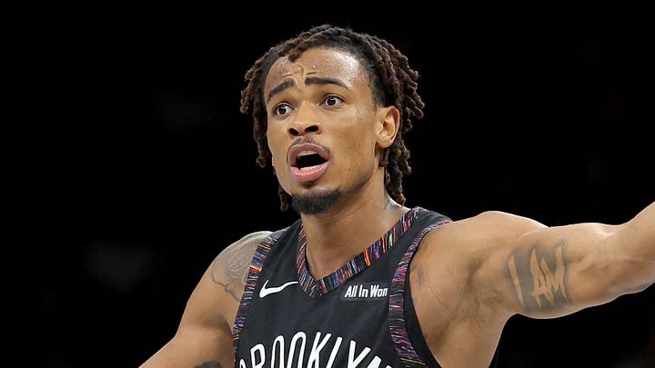 Jan 23, 2026; Brooklyn, New York, USA; Brooklyn Nets center Nic Claxton (33) reacts during the fourth quarter against the Boston Celtics at Barclays Center. Mandatory Credit: Brad Penner-Imagn Images
