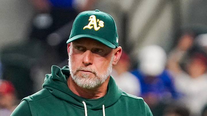 Apr 24, 2026; Arlington, Texas, USA; Athletics manager Mark Kotsay (7) walks off the field after a pitching change during the seventh inning against the Texas Rangers at Globe Life Field. Mandatory Credit: Raymond Carlin III-Imagn Images Apr 24, 2026; Arlington, Texas, USA; Athletics manager Mark Kotsay (7) walks off the field after a pitching change during the seventh inning against the Texas Rangers at Globe Life Field. Mandatory Credit: Raymond Carlin III-Imagn Images