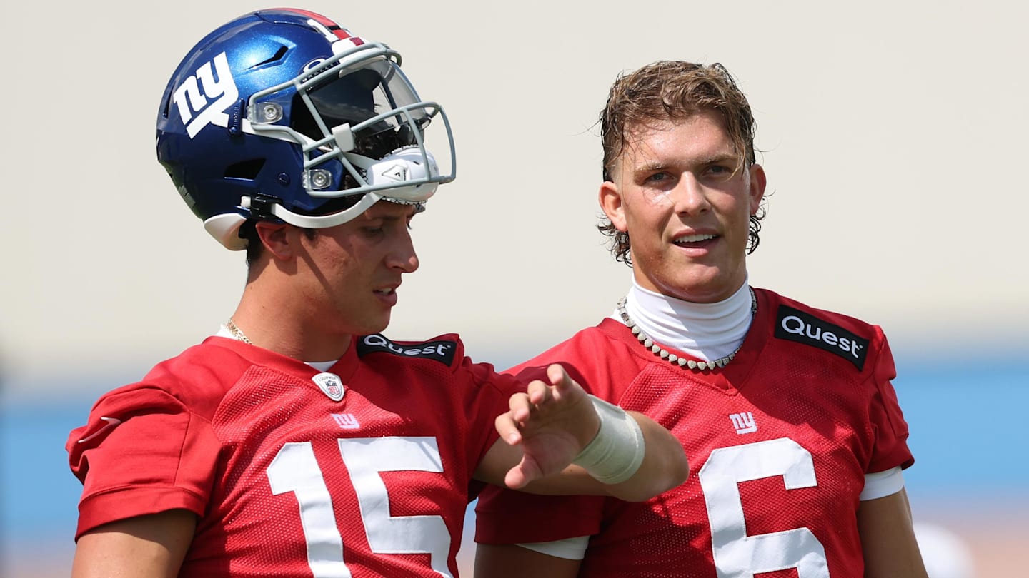 Jaxson Dart Reacts to Hard Launch from Tommy DeVito Amid NFL Offseason