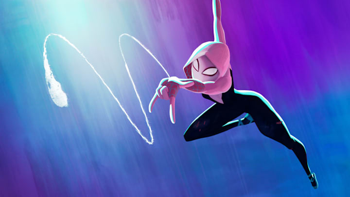 Gwen Stacy (Hailee Steinfeld) in Columbia Pictures and Sony Pictures Animations SPIDER-MAN: ACROSS THE SPIDER-VERSE. Gwen Stacy (Hailee Steinfeld) in Columbia Pictures and Sony Pictures Animations SPIDER-MAN: ACROSS THE SPIDER-VERSE.