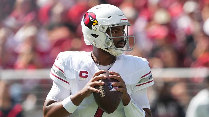 Sep 27, 2026; Santa Clara, California, USA;  Arizona Cardinals quarterback Jacoby Brissett (7) drops back to pass against the San Francisco 49ers in the first half at Levi's Stadium.  Mandatory Credit: Darren Yamashita-Imagn Images