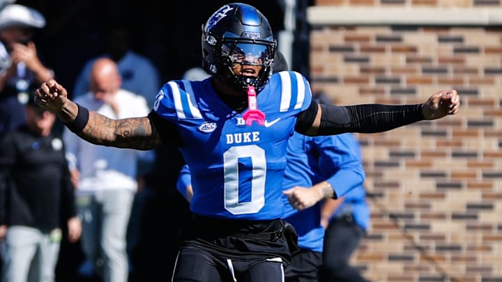Duke Blue Devils CB Chandler Rivers runs out before the first half of the game against Georgia Tech Yellow Jackets.