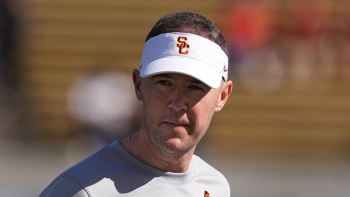 Oct 28, 2023; Berkeley, California, USA; USC Trojans head coach Lincoln Riley walks on the field before a game against the California Golden Bears at California Memorial Stadium. Oct 28, 2023; Berkeley, California, USA; USC Trojans head coach Lincoln Riley walks on the field before a game against the California Golden Bears at California Memorial Stadium.