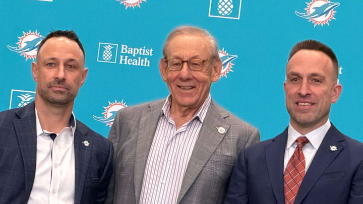 Miami Dolphins general manager Jon-Eric Sullivan, owner Stephen Ross, and head coach Jeff Hafley Miami Dolphins general manager Jon-Eric Sullivan, owner Stephen Ross, and head coach Jeff Hafley