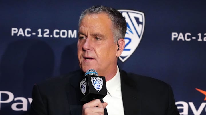 Oct 11, 2023; Las Vegas, NV, USA; Pac-12 Networks analyst Don MacLean during Pac-12 Media Day at Park MGM Las Vegas Conference Center. Mandatory Credit: Kirby Lee-Imagn Images
