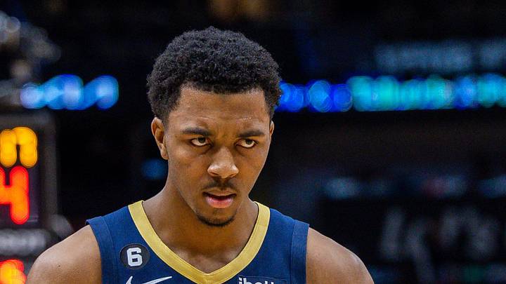 Apr 5, 2023; New Orleans, Louisiana, USA; New Orleans Pelicans guard Trey Murphy III (25): Stephen Lew-Imagn Images Apr 5, 2023; New Orleans, Louisiana, USA; New Orleans Pelicans guard Trey Murphy III (25): Stephen Lew-Imagn Images