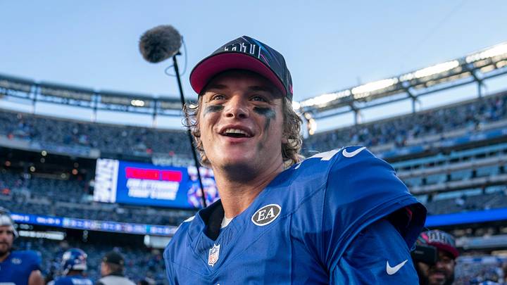 New York Giants quarterback J.J. McCarthy on the field following a 27-34 defeat to the Saints during a week 6 NFL football game between New York Giants and New Orleans Saints. New York Giants quarterback J.J. McCarthy on the field following a 27-34 defeat to the Saints during a week 6 NFL football game between New York Giants and New Orleans Saints.