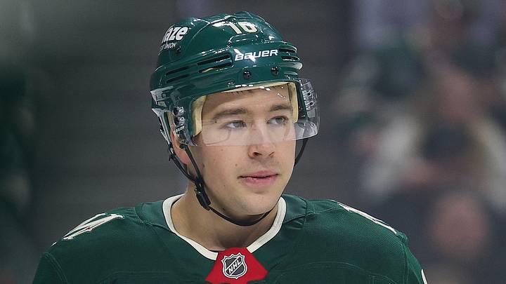 Mar 10, 2026; Saint Paul, Minnesota, USA; Minnesota Wild right wing Bobby Brink (10) looks on during the first period against the Utah Mammoth at Grand Casino Arena. Mandatory Credit: Matt Krohn-Imagn Images