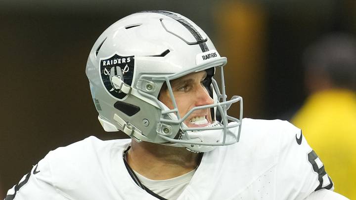 Sep 20, 2026; Inglewood, California, USA; Las Vegas Raiders quarterback Kirk Cousins (8) throws a pass against the Los Angeles Chargers during the first half at SoFi Stadium. Mandatory Credit: Kirby Lee-Imagn Images Sep 20, 2026; Inglewood, California, USA; Las Vegas Raiders quarterback Kirk Cousins (8) throws a pass against the Los Angeles Chargers during the first half at SoFi Stadium. Mandatory Credit: Kirby Lee-Imagn Images
